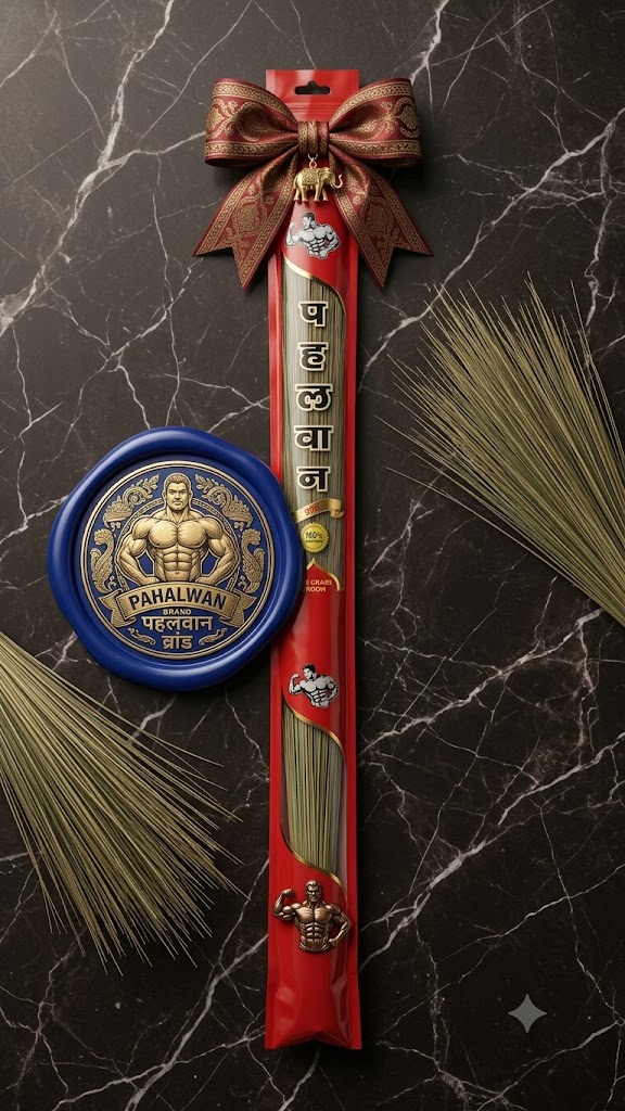 Pehlwan Brooms with High Quality Grass, Strong Grip with Plastic Pipe (Phool Jhadu) RED 1p