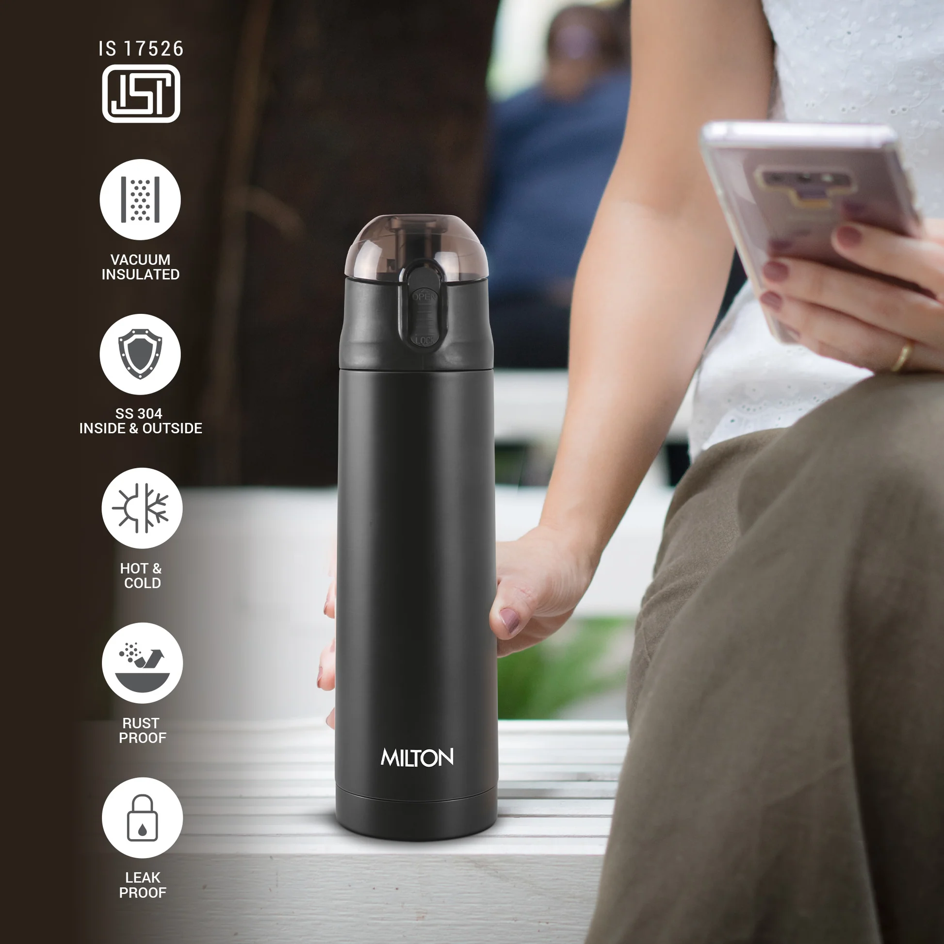 Milton Thermosteel Hot & Cold 24 Hours Vacuum Insulated CROWN Bottle (Pack of 1) ASSTD Color