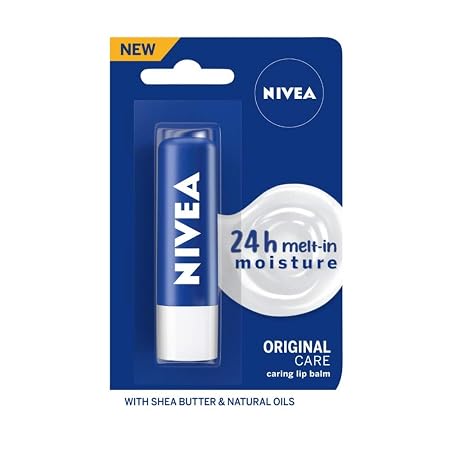 Nivea Lip Balm, Original Care, 4.8g & Nivea Men 24 H melt-in mpisture Active Care clearing