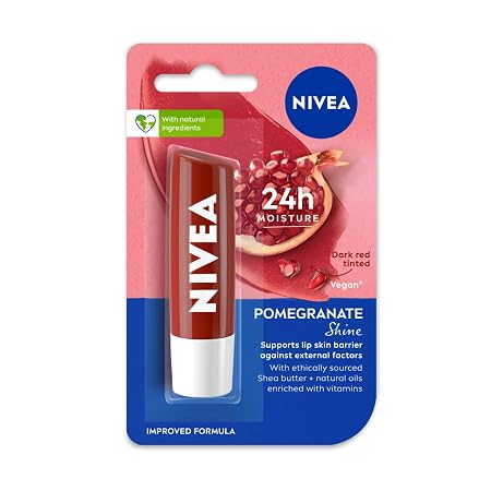 Nivea  Shine Caring Lip Balm, Pomegranate,Red