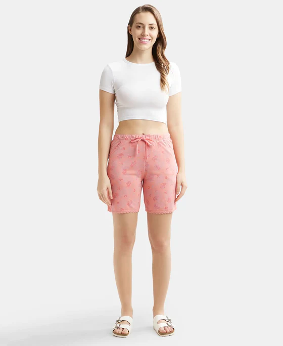 Jockey Woman Relax Micro Modal Cotton Printed Fabric Relaxed Fit Sleep Shorts RX-10 (Pack of 1)