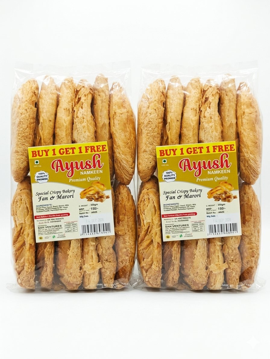 Ayush Namkeen Premium Quality , South Indian Special Bakery Fan & Marori  350g ( Buy 1 Get 1 Free)