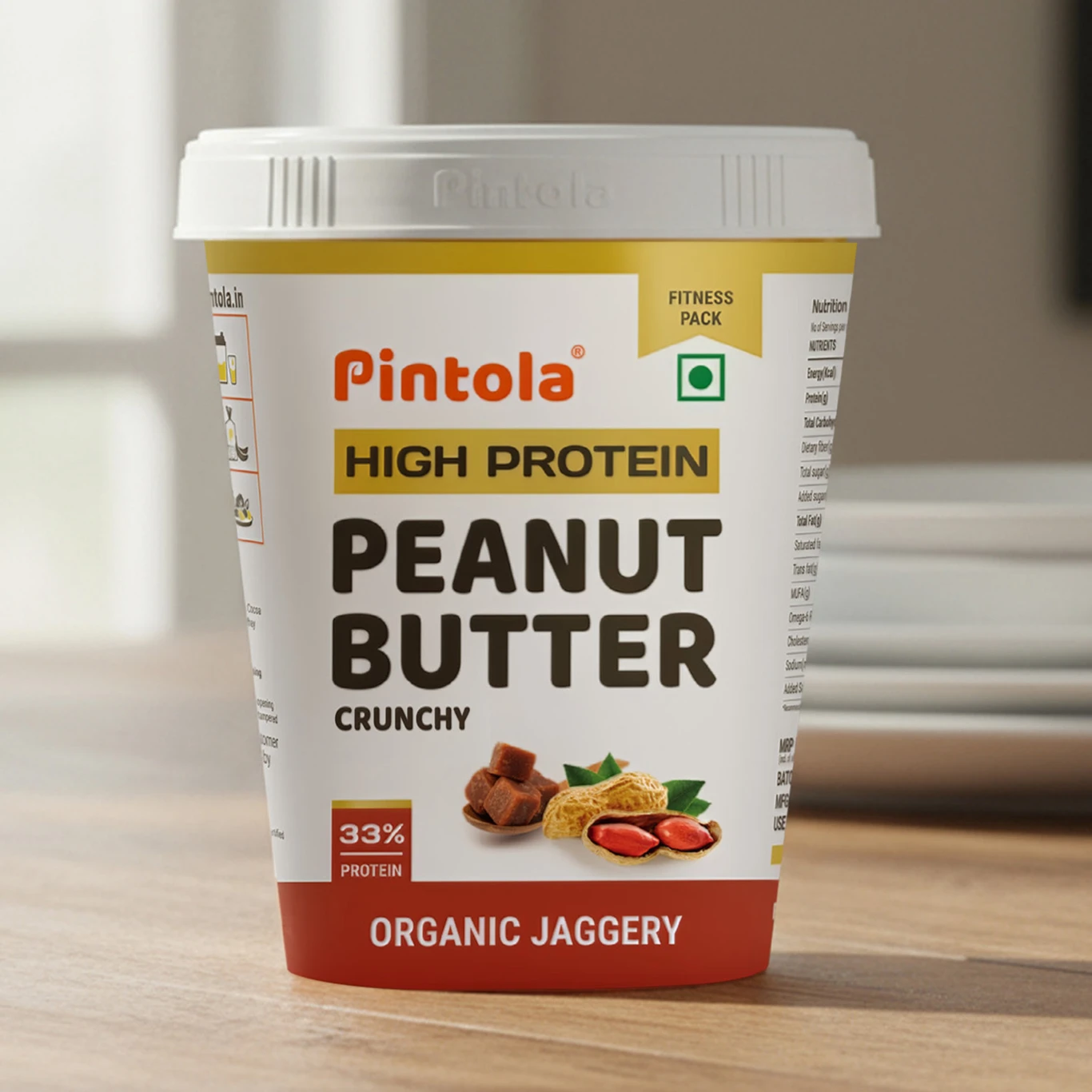 Pintola Peanut Butter Crunchy ,Organic Jaggery High Protein 1kg