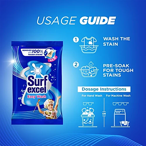 Surf Excel Easy Wash Detergent Powder 1kg, Removes 100% Up To Tough Stains