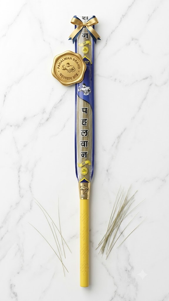 Pehlwan Brooms with High Quality Grass, Strong Grip (Phool Jhadu) Blue 1p