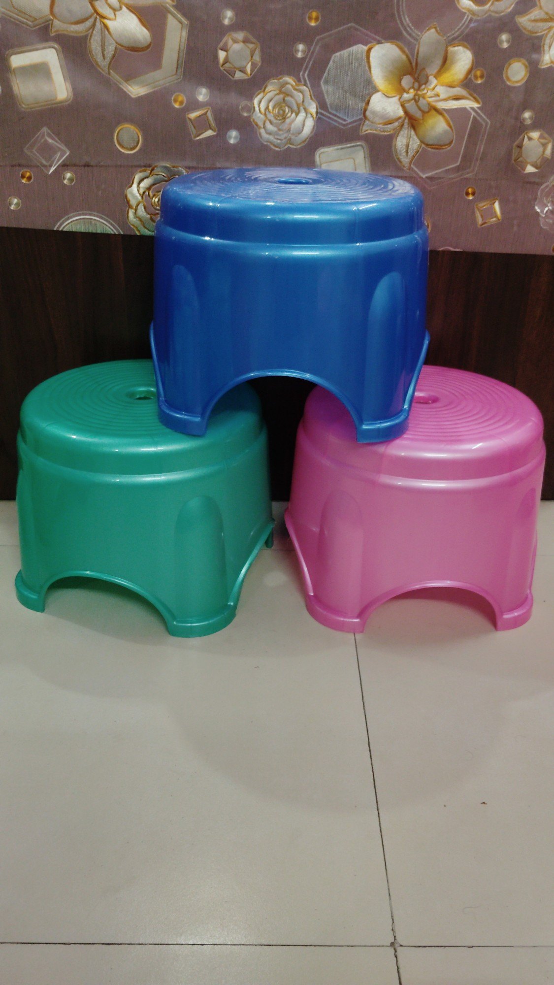 My Choice Round Plastic Stool, Blue, Lightweight and Durable, Ideal for Home and Bathroom  Usestool