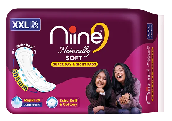 Niine Naturally Soft Super Day & NIght Wider Back XXl (305mm) Sanitary Pads