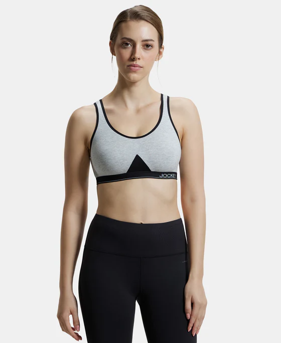 Jockey Woman Athleisure Moisture Move Treatment to Wick Sweat away from the Body Super Combed Cotton Stretch Active Bra-1376 (Pack of 1)