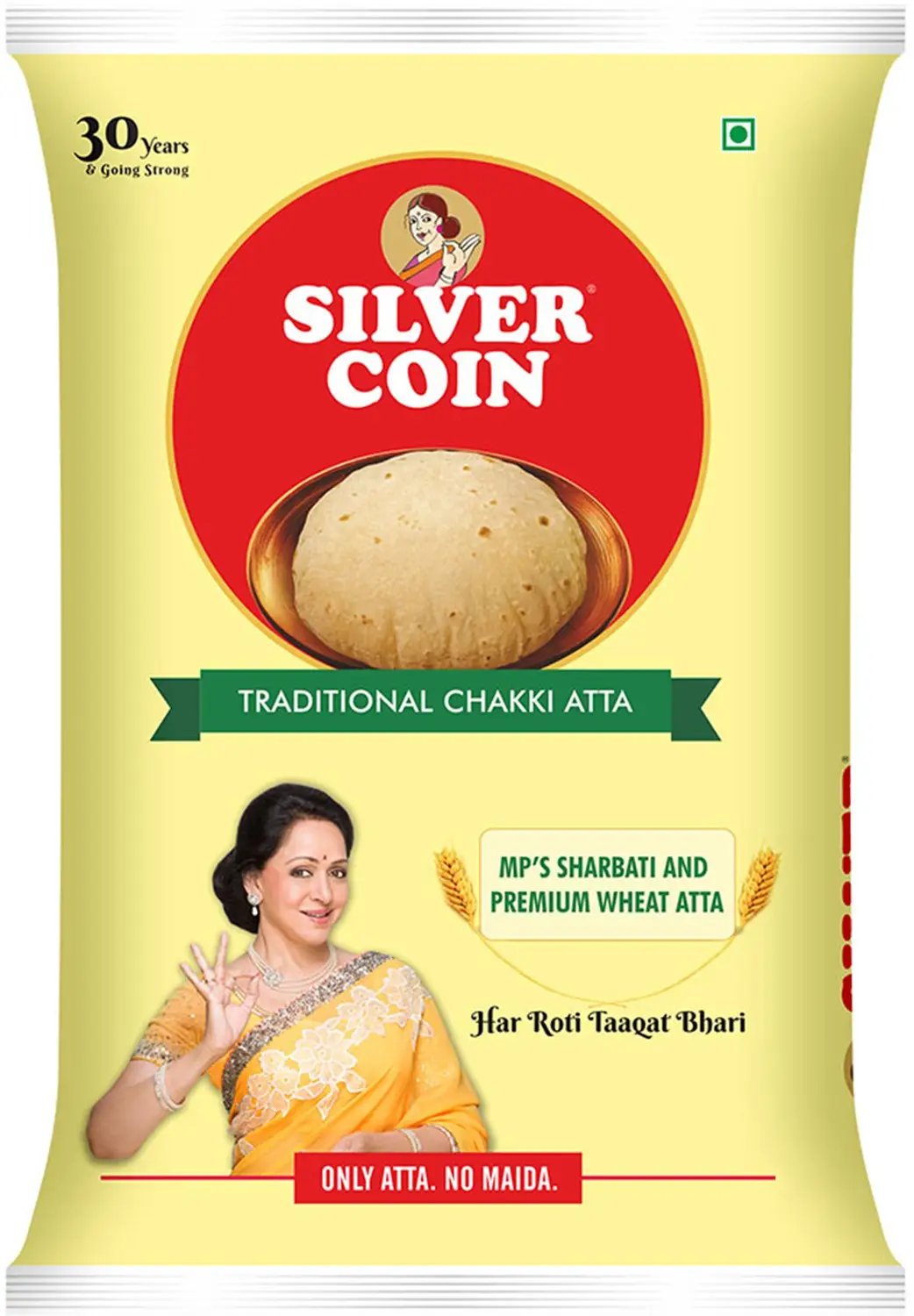 Silver Coin MP's Sharbati & Prmium Wheat Atta "Only Atta. No Maida" 5 kg