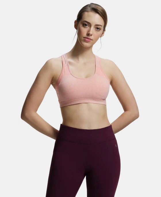 Jockey Woman Athleisure Moisture Move Treatment to Wick Sweat Away from the Body Super Combed Cotton Stretch Active Bra-1380 (Pack of 1)