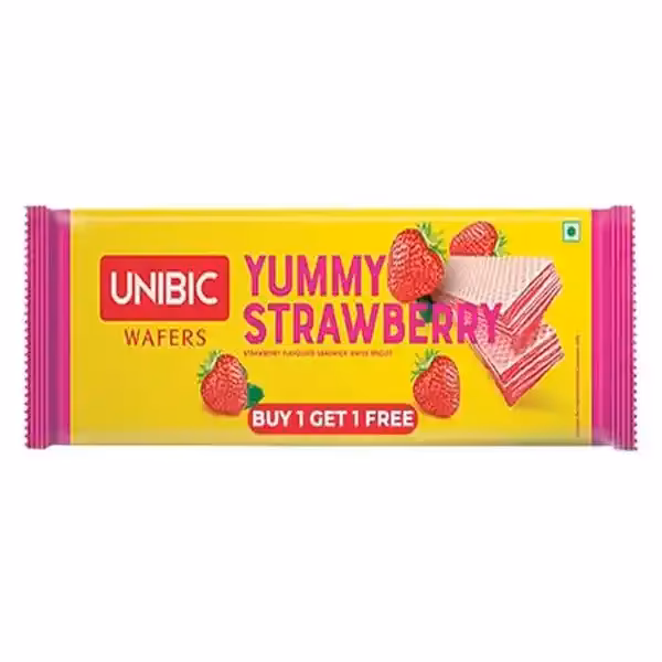 Unibic Yummy Strawberry Wafer 60 Gm (Buy 1 Get 1 Free)