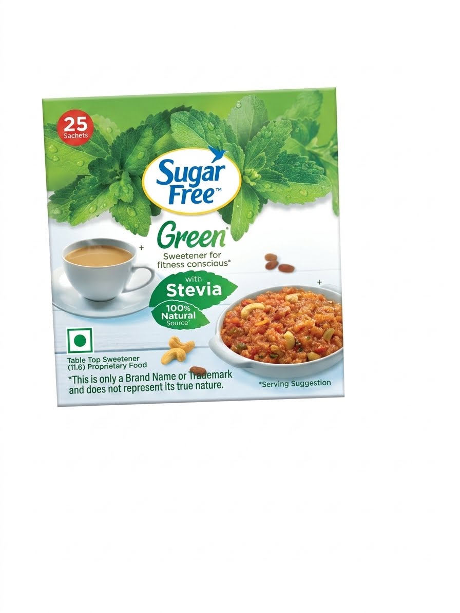 Sugar Free Green Sweetener With Stevia 25 Sachets 18.75g