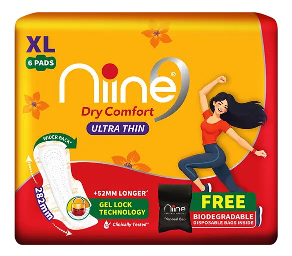 Niine Dry Comfort Ultra Thin Gel Lock Technology XL (282mm) Sanitary Pads