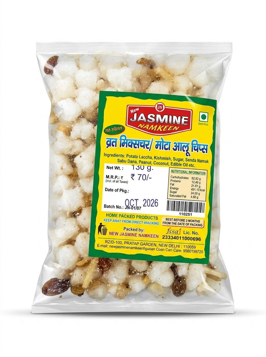 Navratri  Special Vrat Mixture Namkeen, Sabudana Fasting Snack Mix, Crunchy Peanut & Potato Sticks, Navratri & Ekadashi Upvas Farali Namkeen