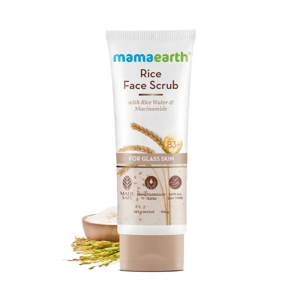 Mamaearth Rice Face Scrub for Glowing Skin With Rice Water & Niacinamide for Glass Skin 100g