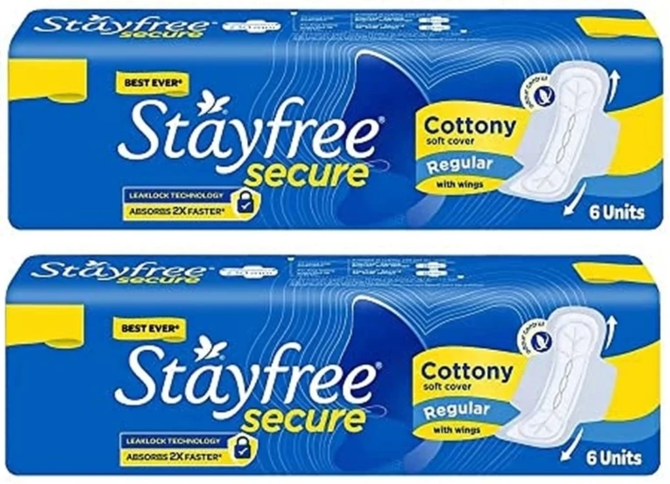 Stayfree Secure Cottony Soft Cover Regular with Wings Leaklock Technology Sanitary Pads