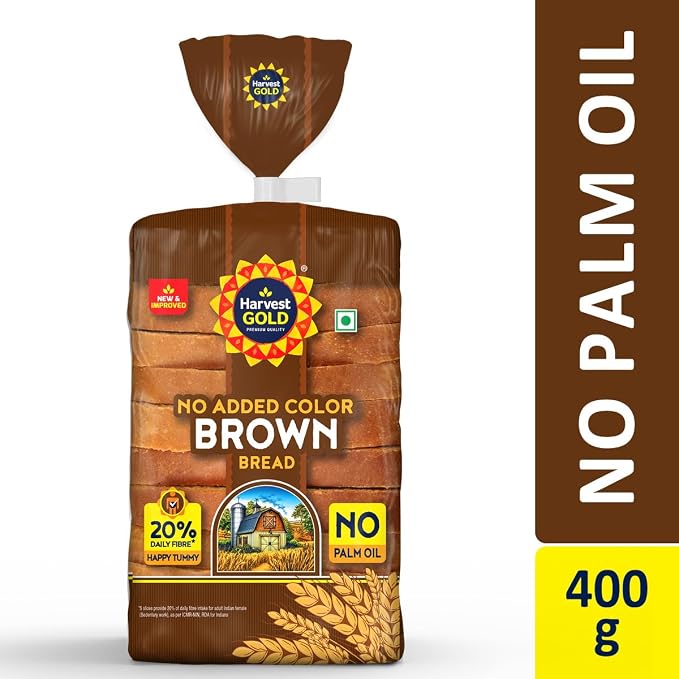 Harvest Gold Primium Quality , No Added  Colour Brown Bread 400g