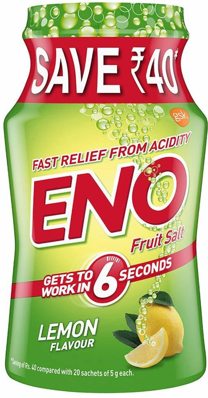 Eno Fruit Salt Lemon Flavour Fast Relief From Acidity Gets To Work In 6 Seconds 100g