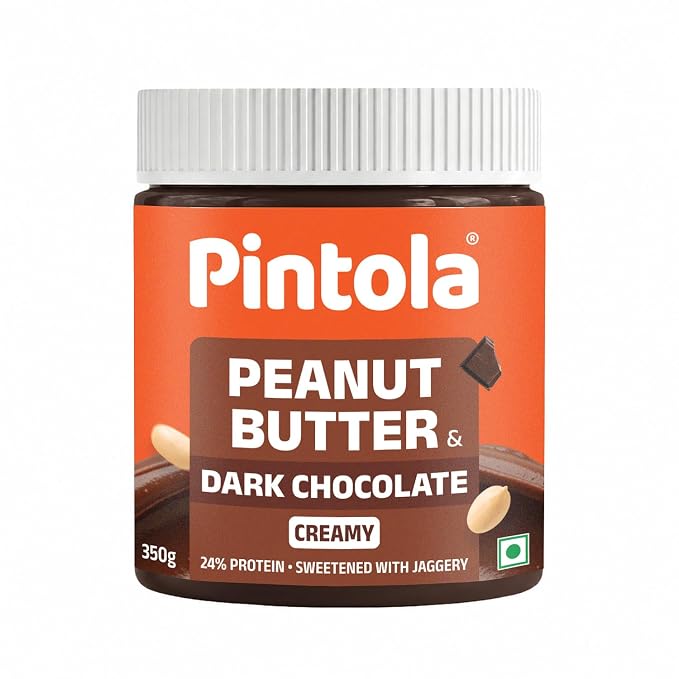Pintola Peanut Butter Dark Chocolate Creamy With 24% Protein &Sweetened With Jaggery350g